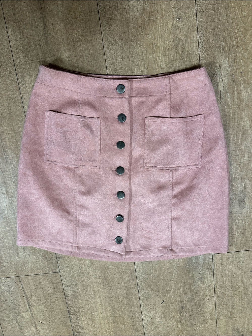 Charlotte Russe Dusty Pink Button-Front Mini Skirt